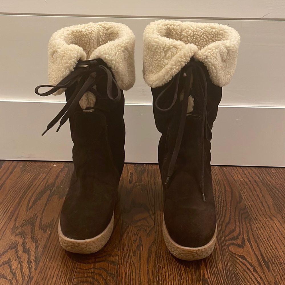 Michael Kors Suede Boots Wedge Heels in Brown Size 6